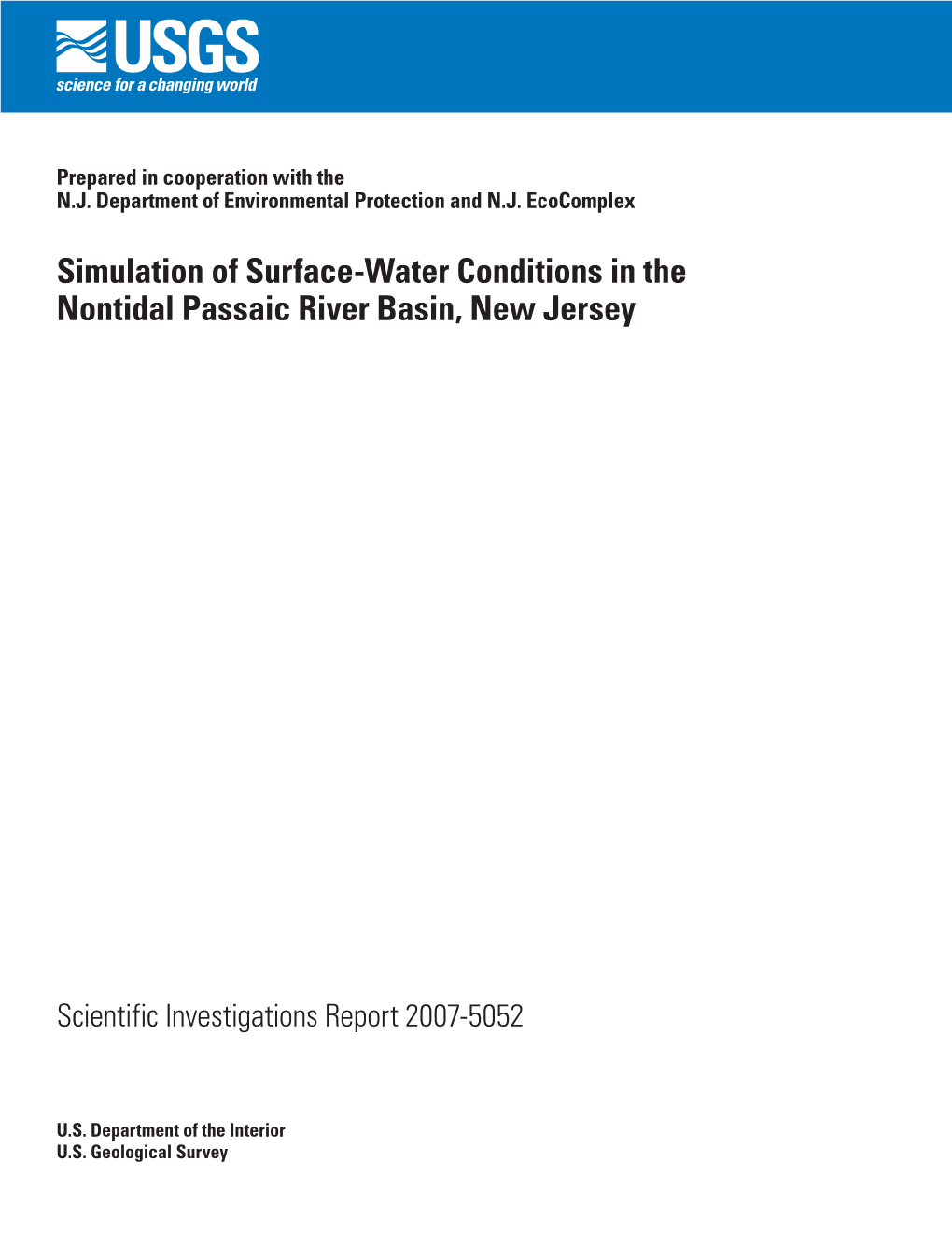 Simulation of Surface-Water Conditions in the Nontidal Passaic River Basin, New Jersey