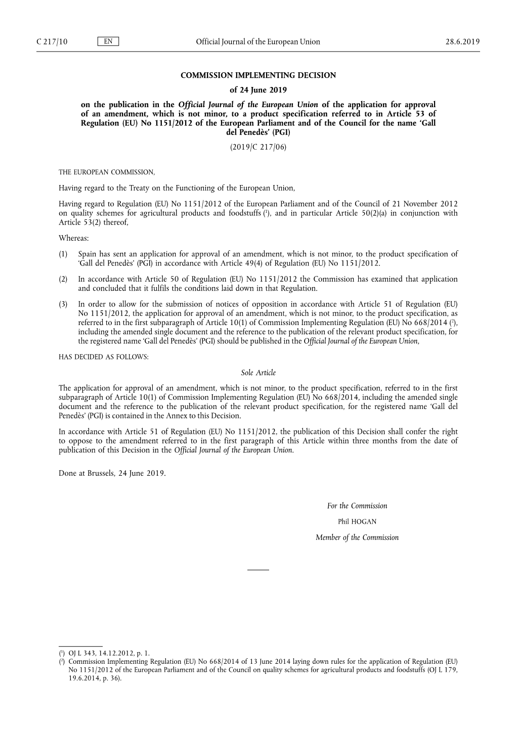 Commission Implementing Decision of 24 June 2019 on the Publication In