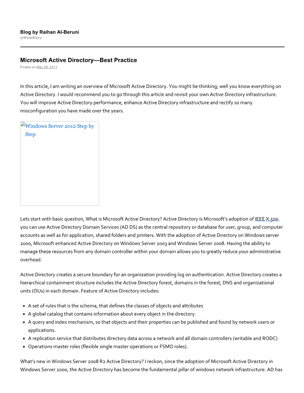 Microsoft Active Directory—Best Practice Posted on May 28, 2011