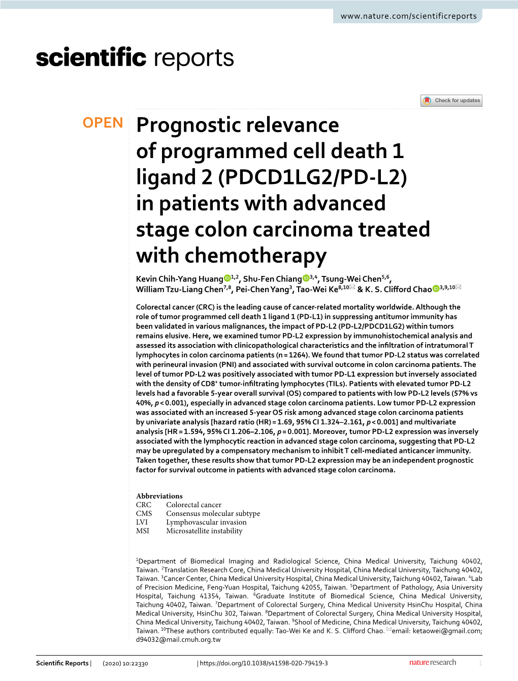 Prognostic Relevance of Programmed Cell Death 1 Ligand 2 (PDCD1LG2
