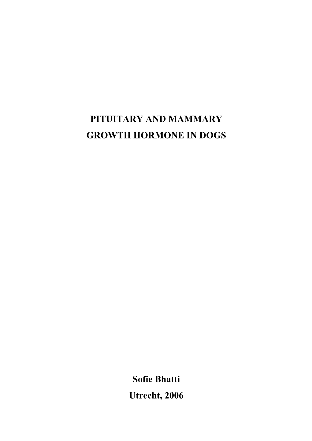 Pituitary Growth Hormone