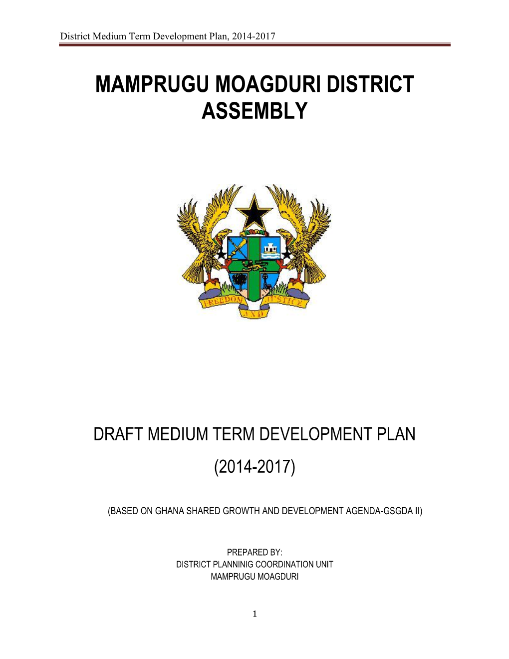 District Medium Term Development Plan, 2014-2017
