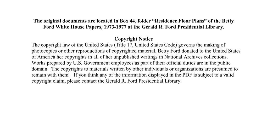 Residence Floor Plans” of the Betty Ford White House Papers, 1973-1977 at the Gerald R