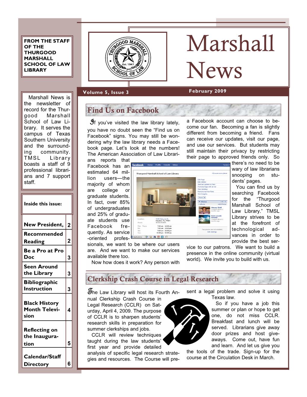 Marshall News Vol 5 Issue 3 Feb2009