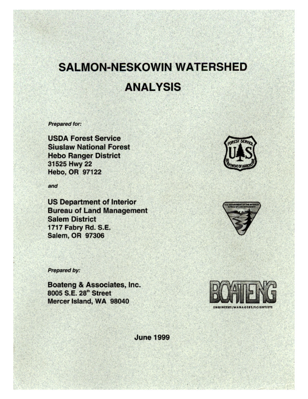 Salmon-Neskowin Watershed Analysis