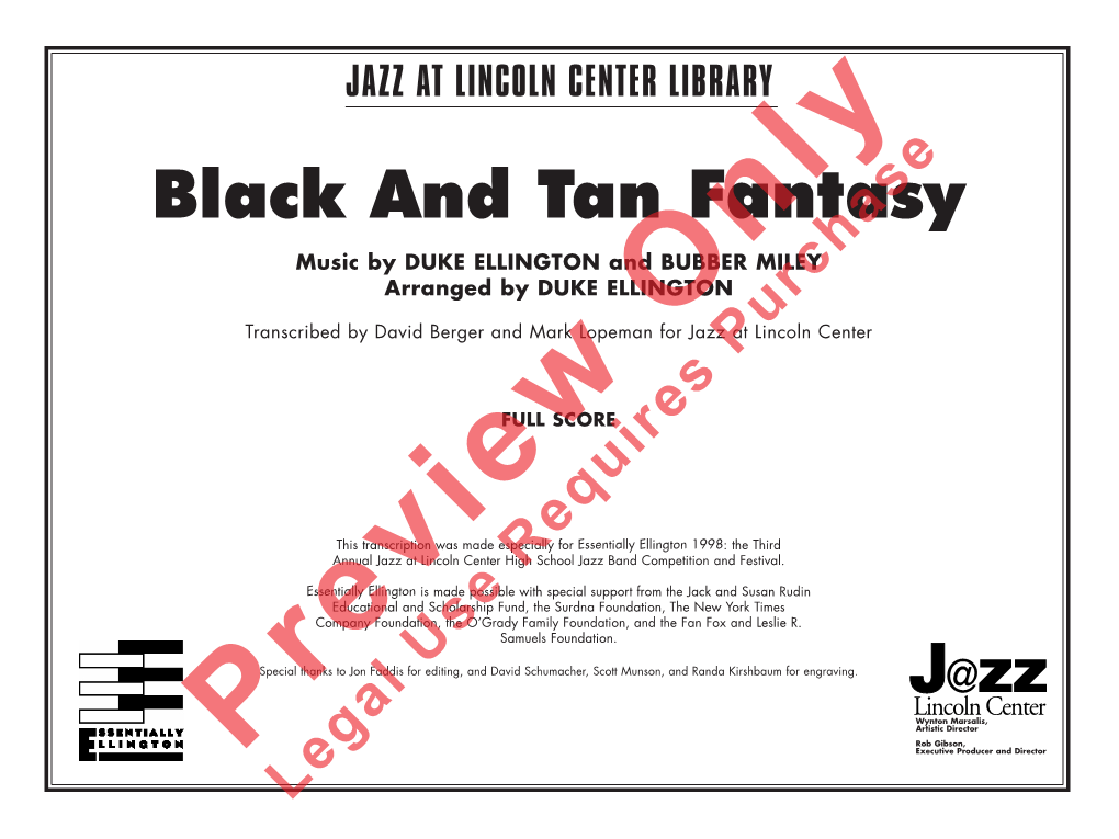 Black and Tan Fantasy Music by Duke Ellington and Bubber Miley Arranged by Duke Ellington