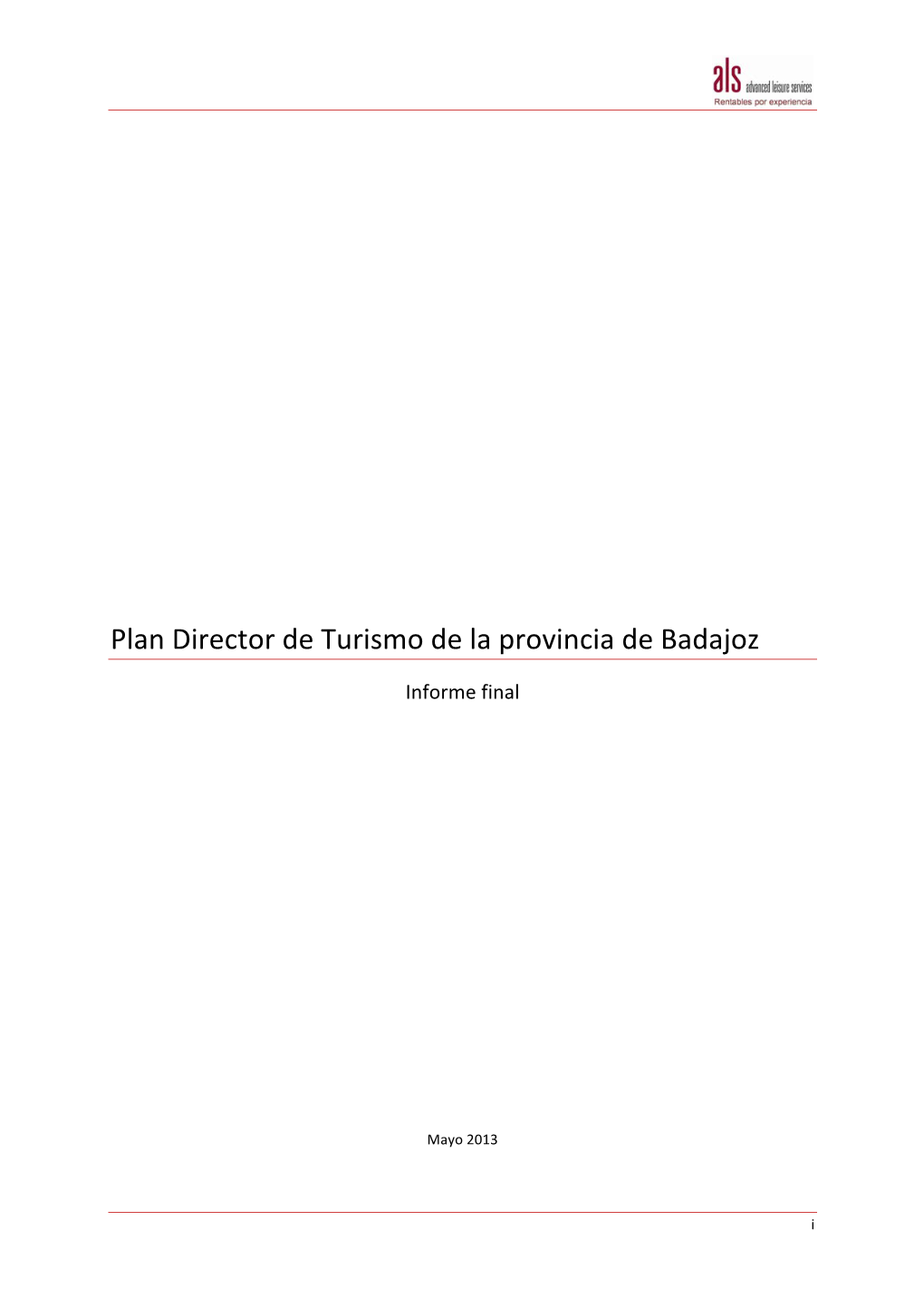 Plan Director De Turismo De La Provincia De Badajoz