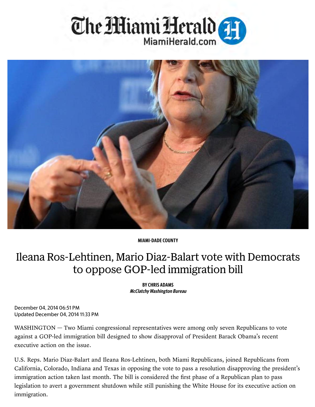 Ileana Ros-Lehtinen, Mario Diaz-Balart Vote with Democrats to Oppose GOP-Led Immigration Bill