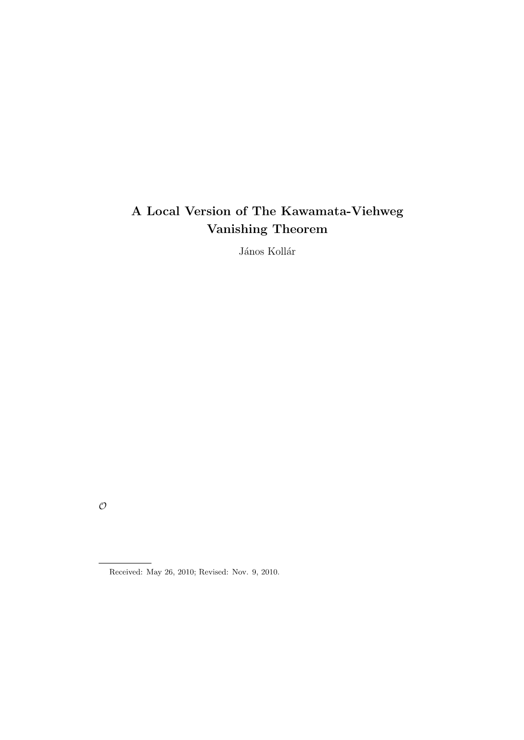 A Local Version of the Kawamata-Viehweg Vanishing Theorem