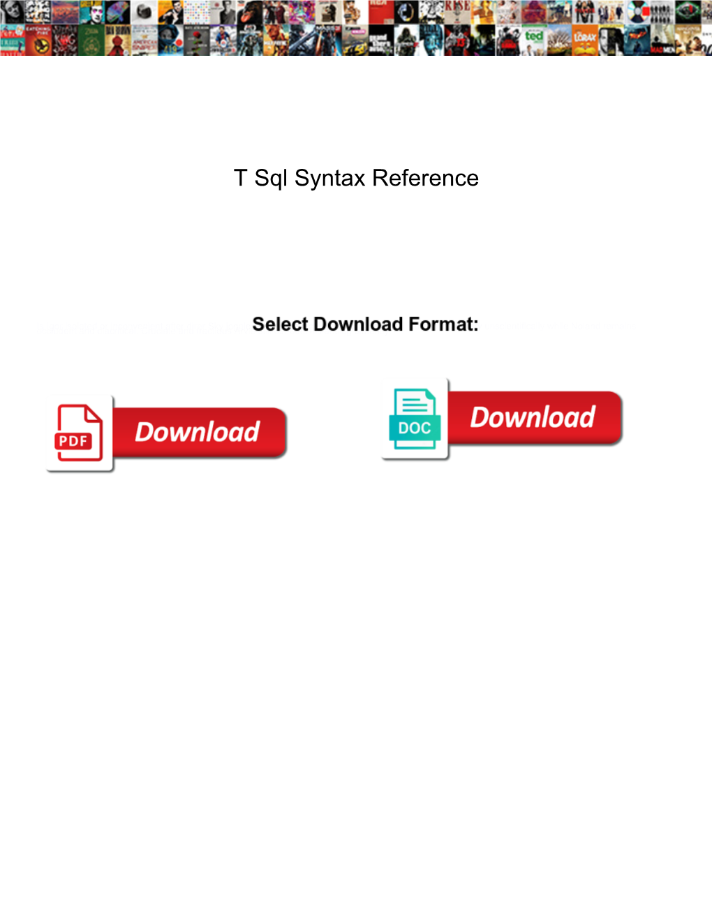 T Sql Syntax Reference