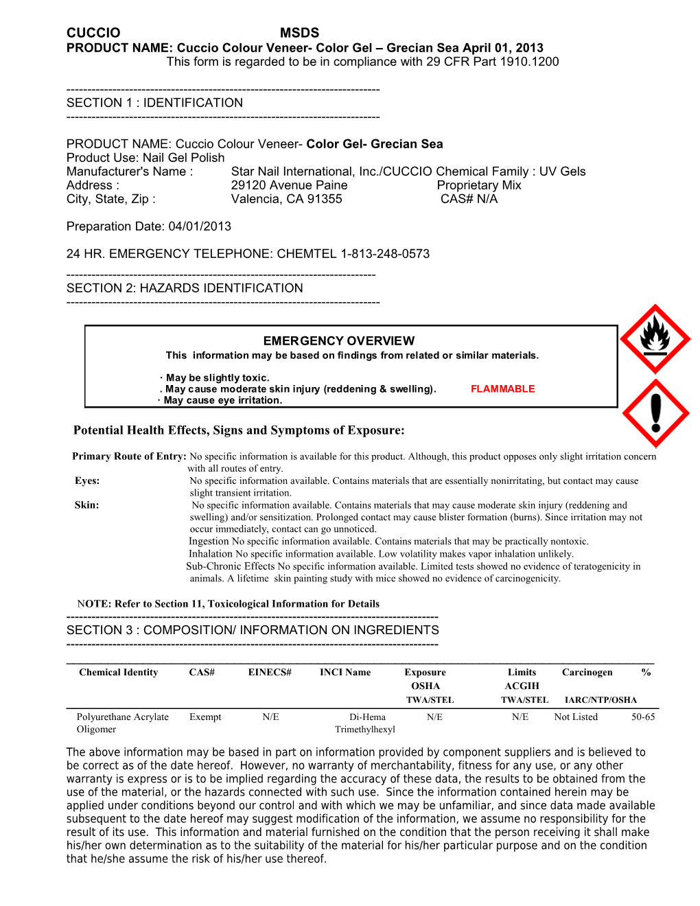 MATERIAL SAFETY DATA SHEET (Page 1 of 3) s2