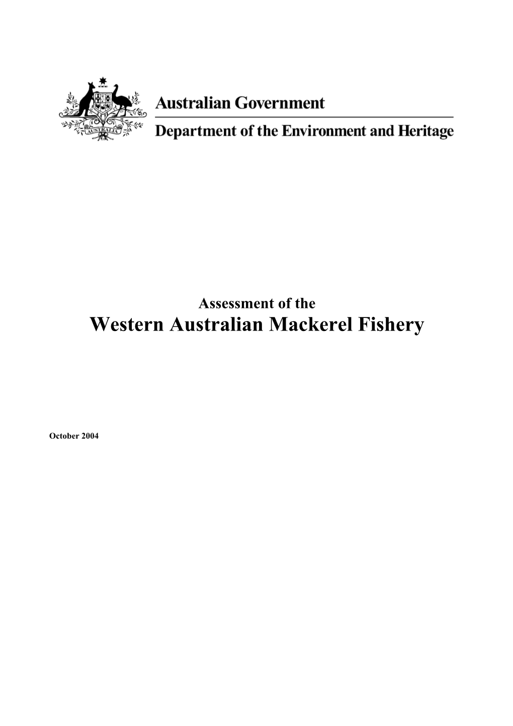 Assessment of the Western Australian Mackerel Fishery