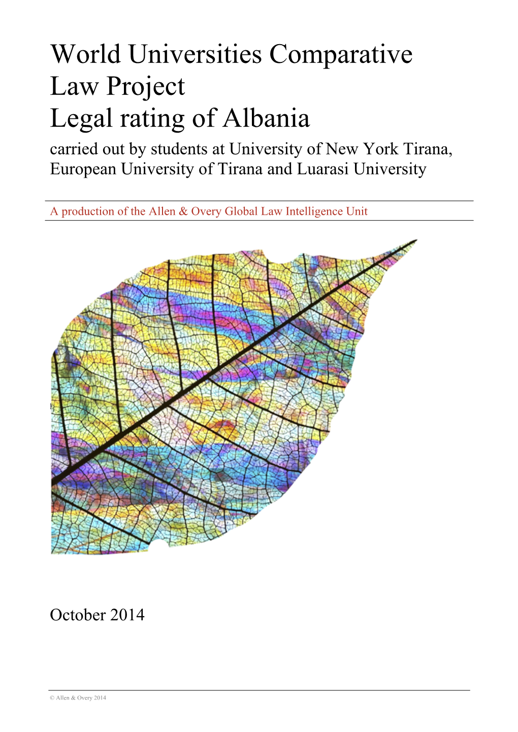 World Universities Comparative Law Project Legal Rating of Albania