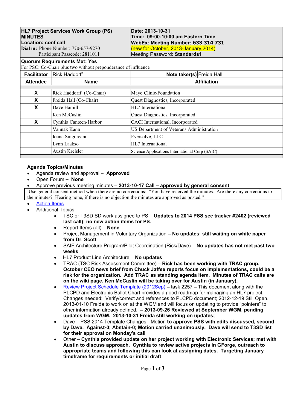 Project Or Work Group Meeting Minutes s3