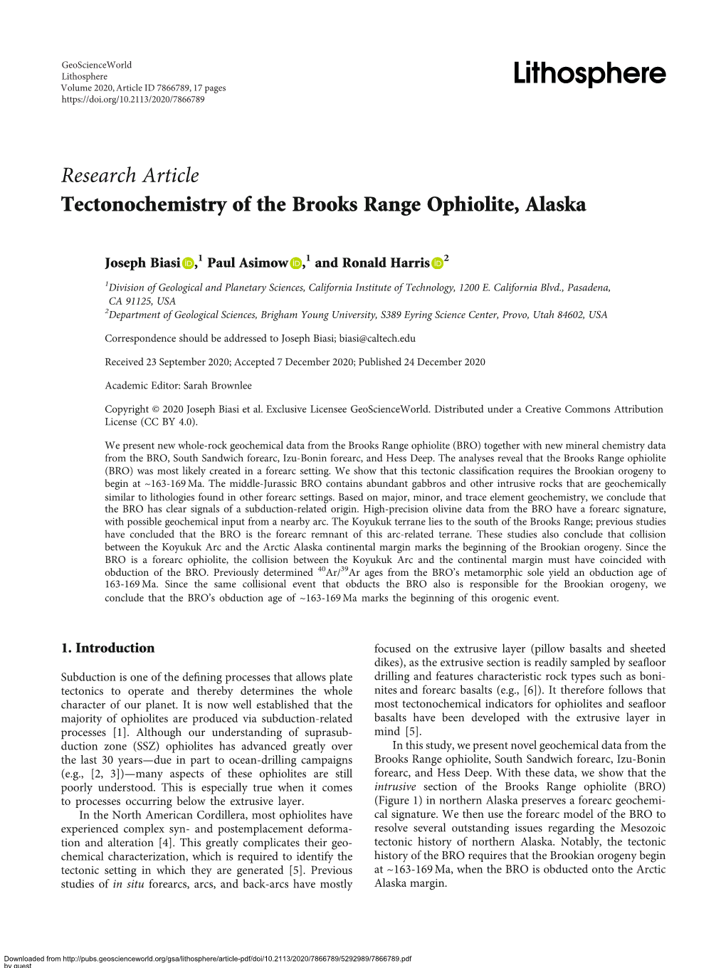 Research Article Tectonochemistry of the Brooks Range Ophiolite, Alaska