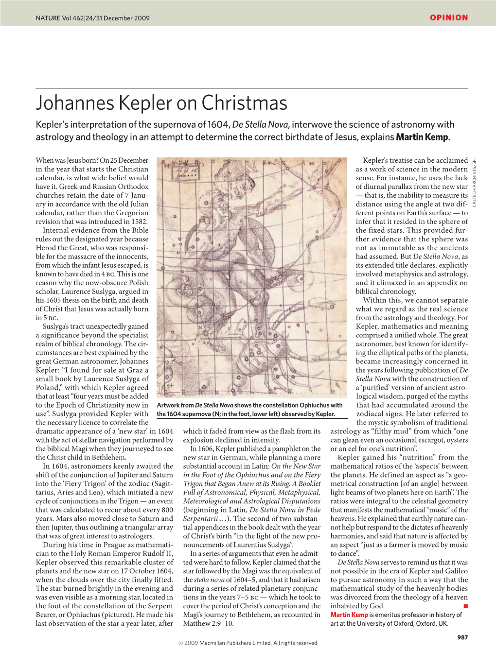 Johannes Kepler on Christmas