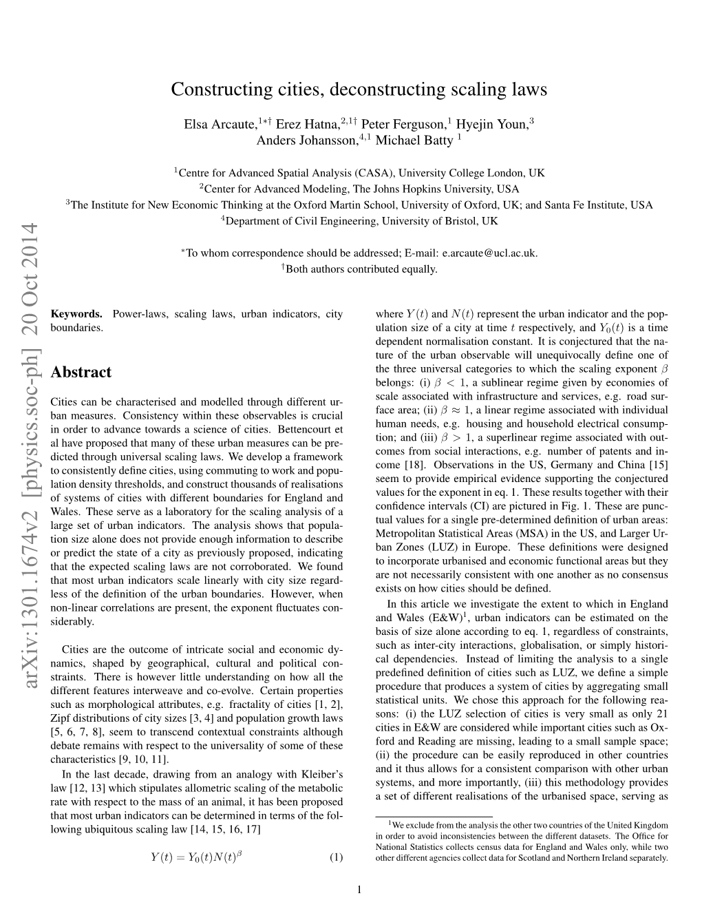 Constructing Cities, Deconstructing Scaling Laws