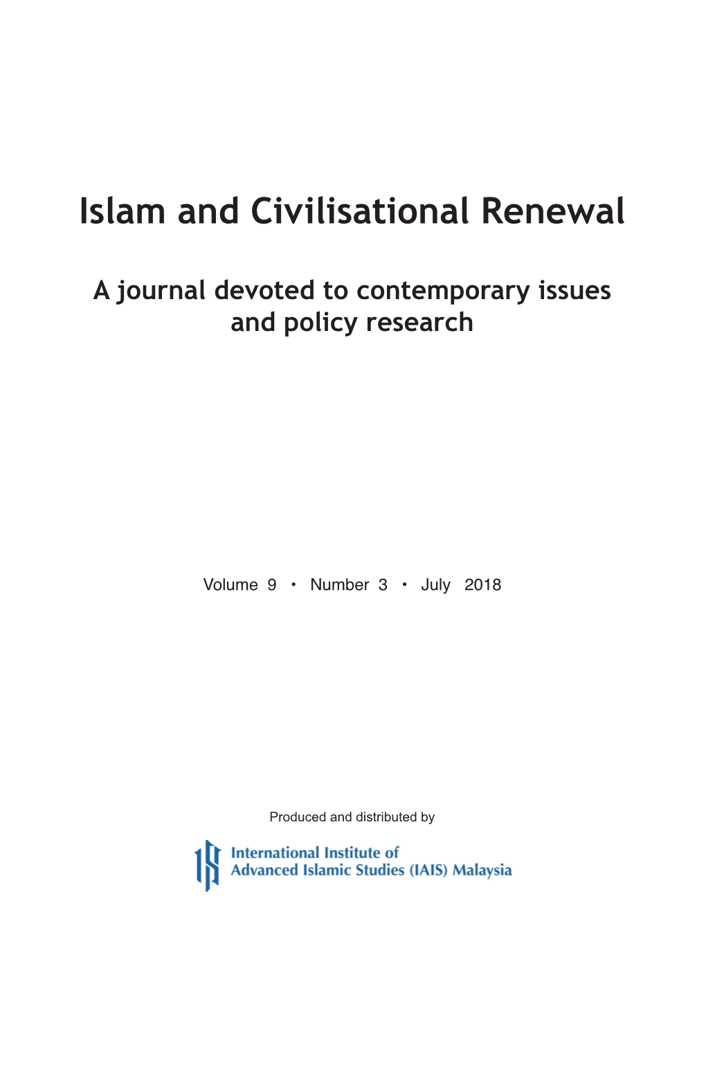 Islam and Civilisational Renewal