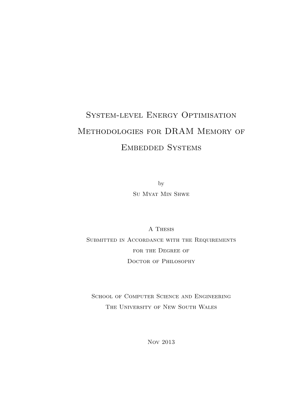 System-Level Energy Optimisation Methodologies for DRAM Memory of Embedded Systems