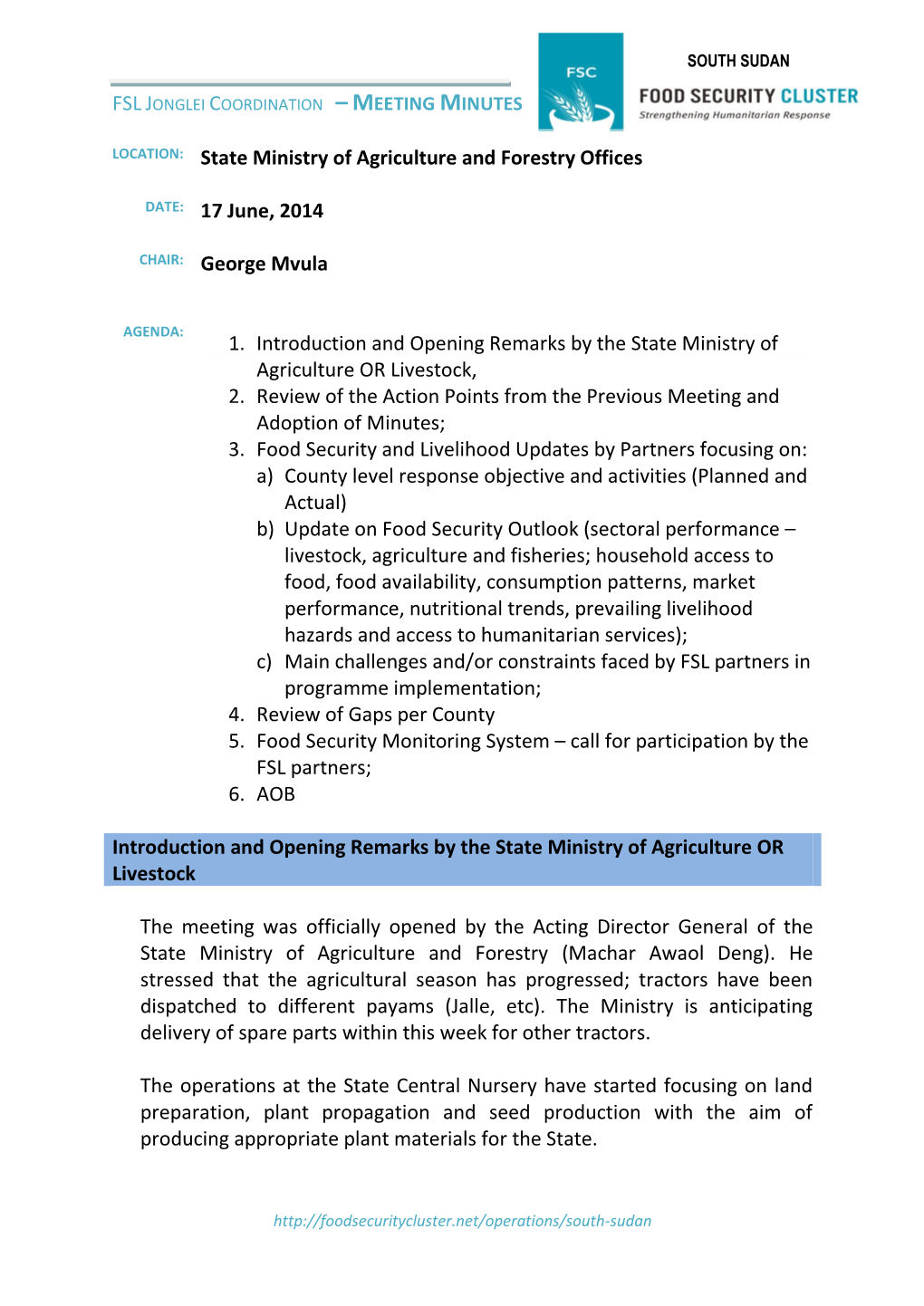 State Ministry of Agriculture and Forestry Offices DATE