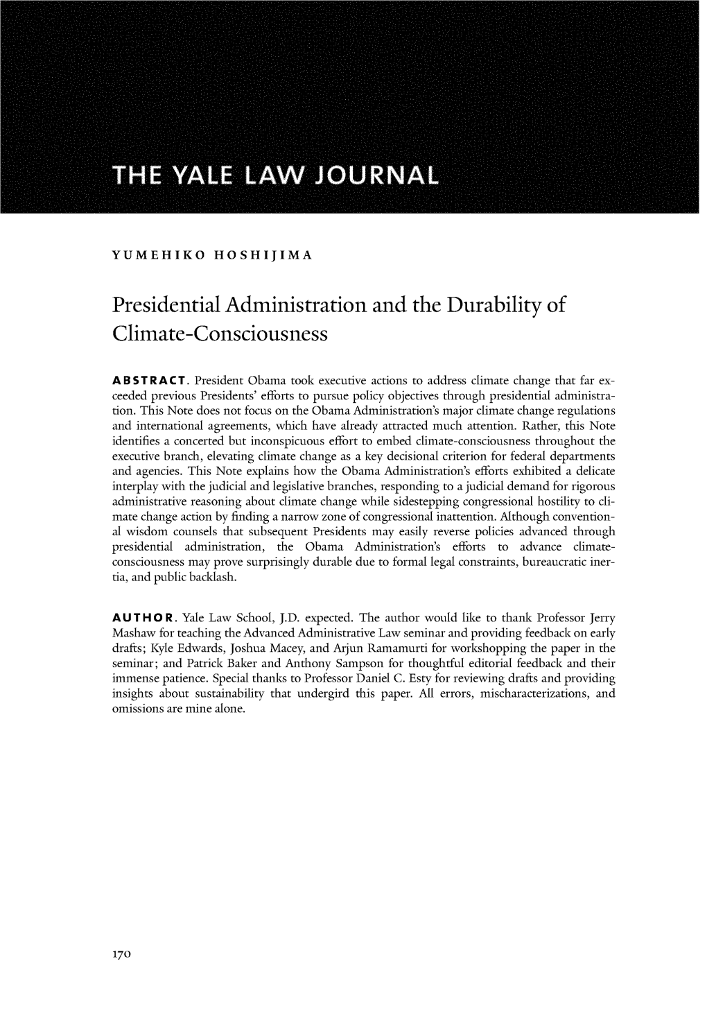 Presidential Administration and the Durability of Climate-Consciousness