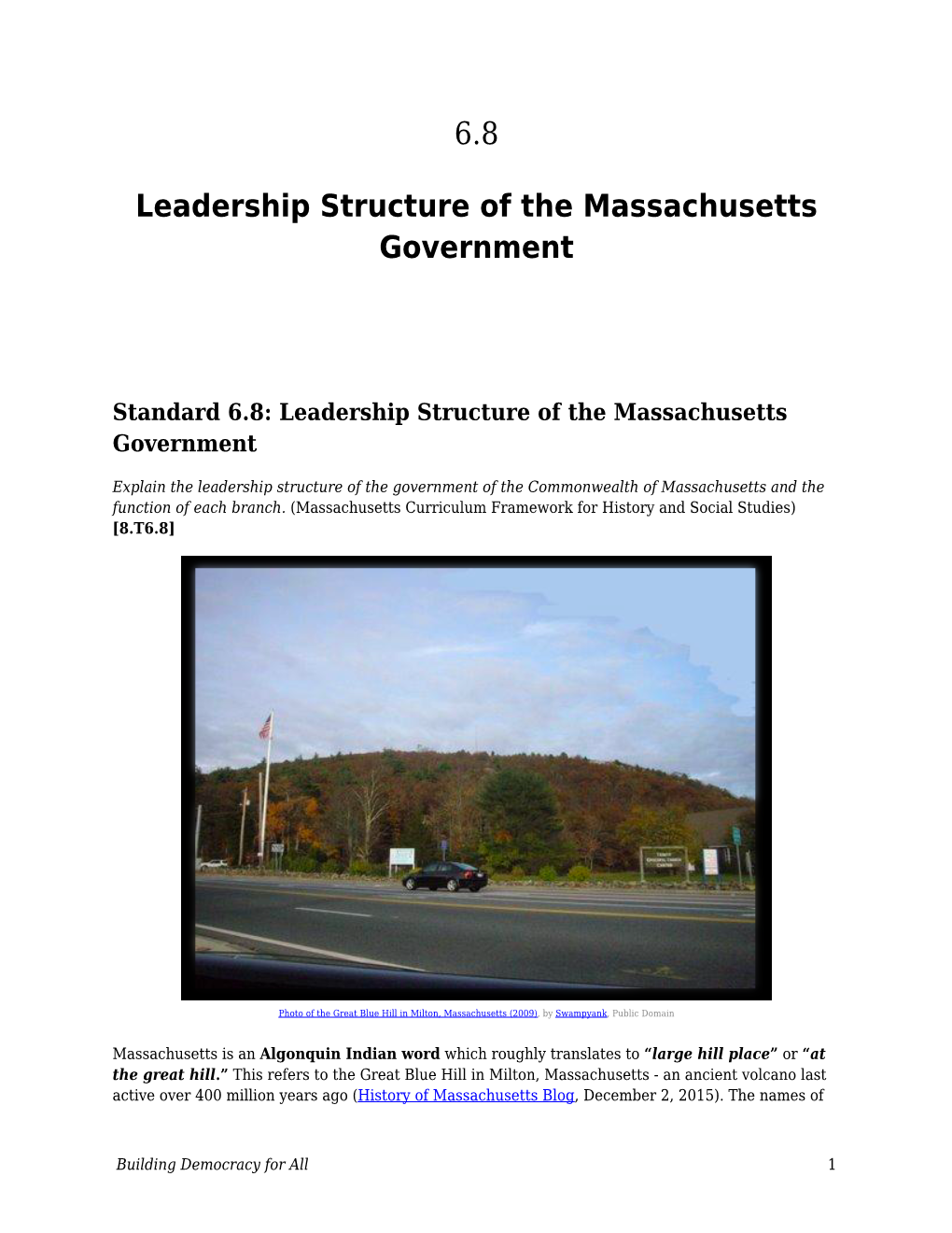 Leadership Structure of the Massachusetts Government