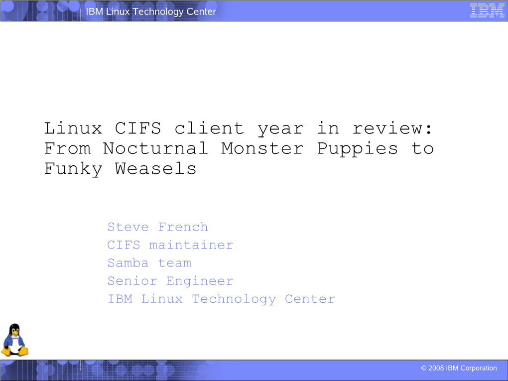 Linux CIFS Client Year in Review: from Nocturnal Monster Puppies to Funky Weasels