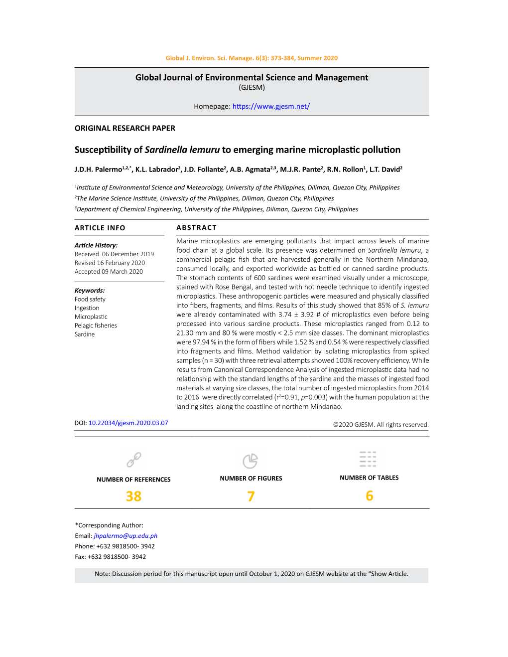 Susceptibility of Sardinella Lemuru to Emerging Marine Microplastic Pollution