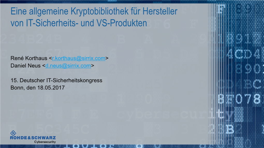 05 Korthaus Eine Allgemeine Kryptobibliothek Fuer Hersteller Von