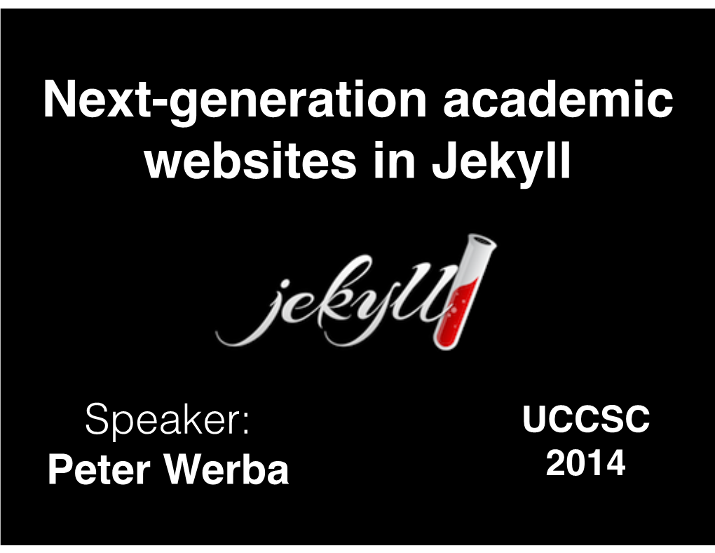 Next-Generation Academic Websites in Jekyll