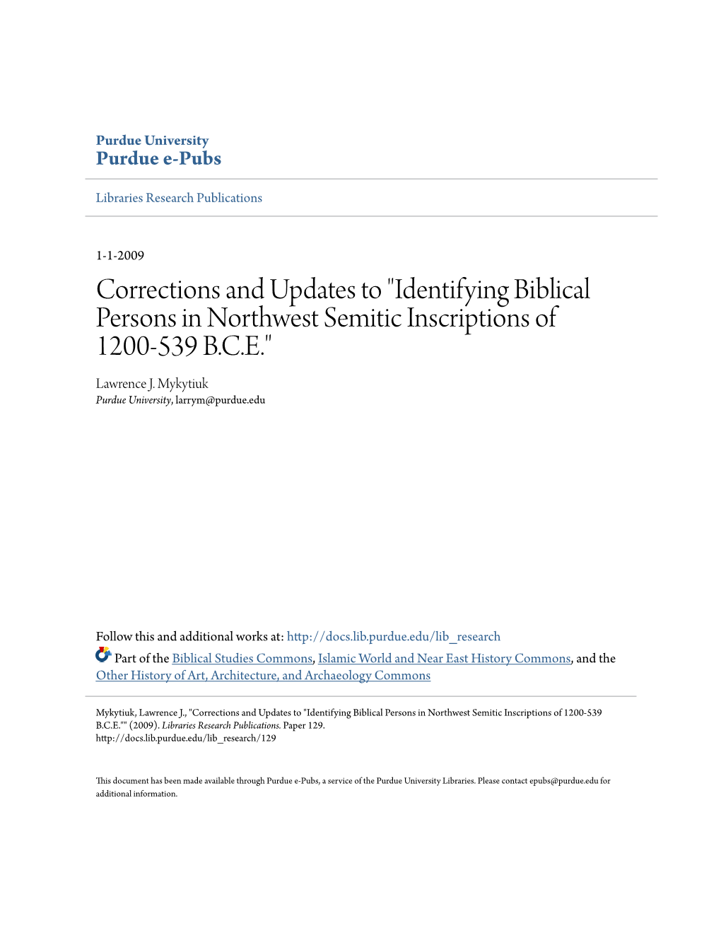 Identifying Biblical Persons in Northwest Semitic Inscriptions of 1200-539 B.C.E.