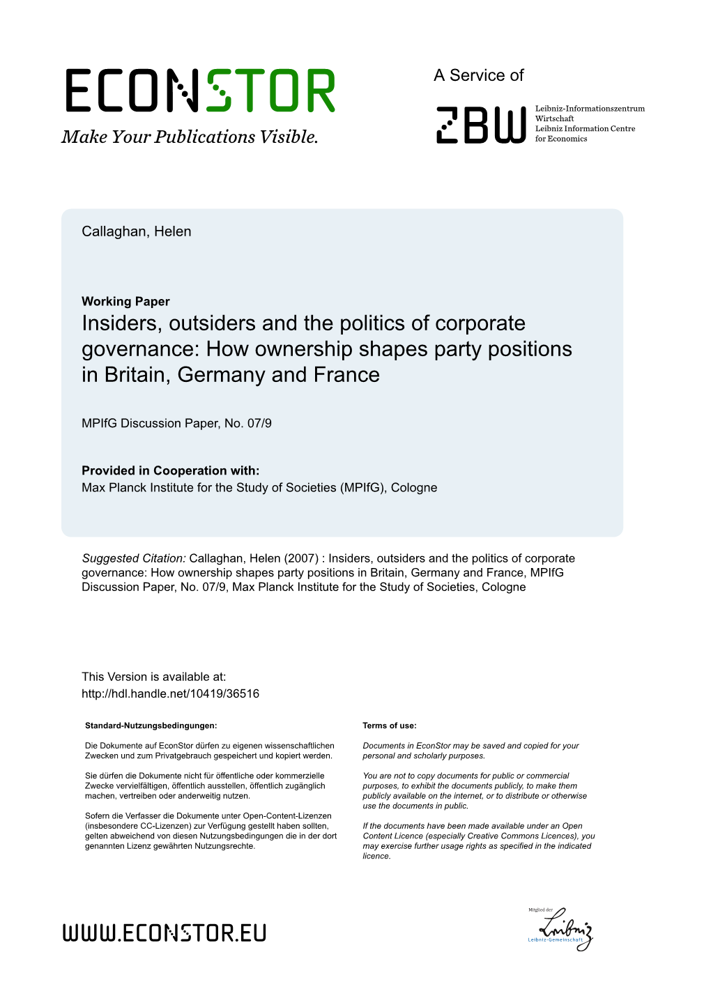 How Ownership Shapes Party Positions in Britain, Germany and France