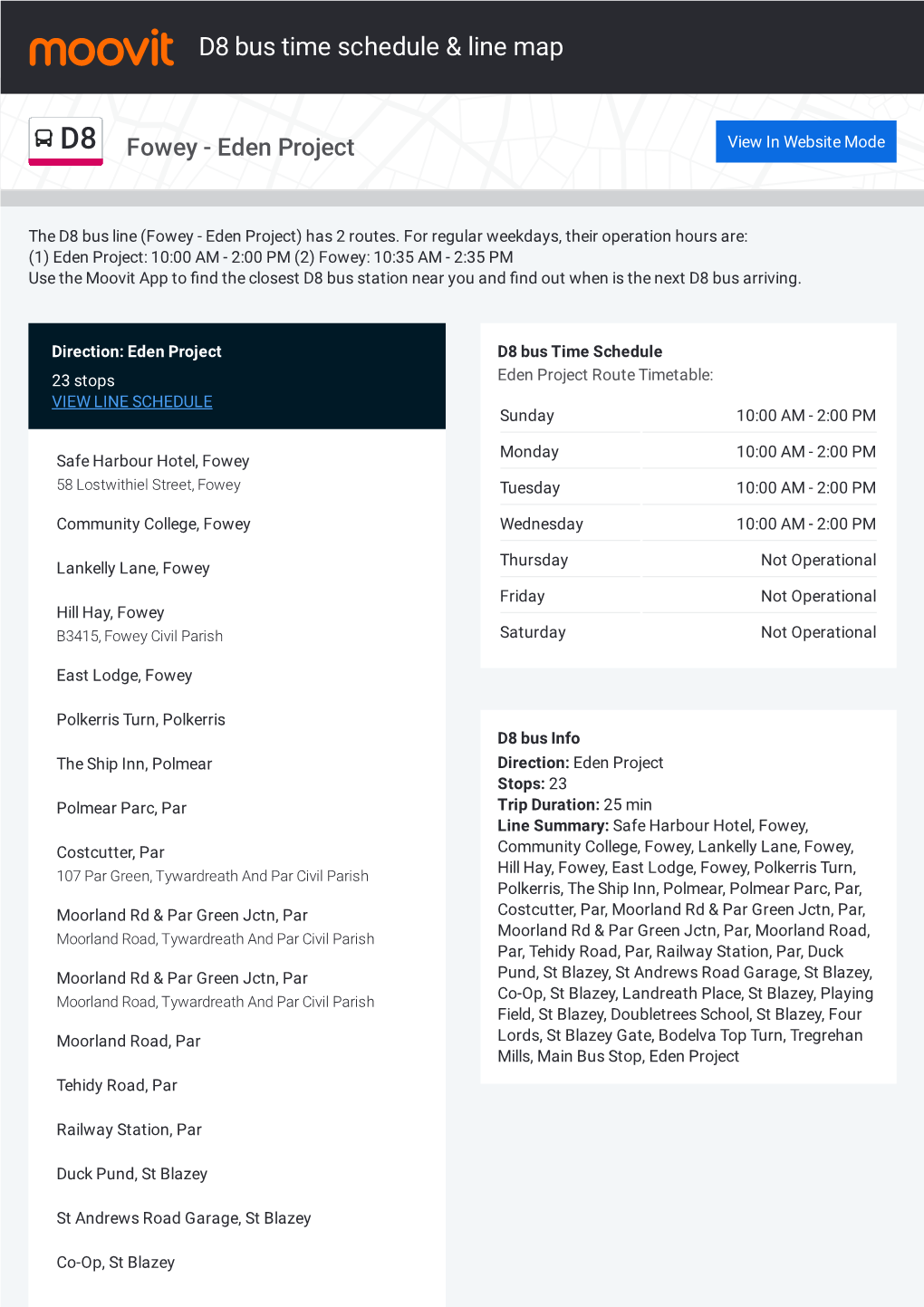 D8 Bus Time Schedule & Line Route