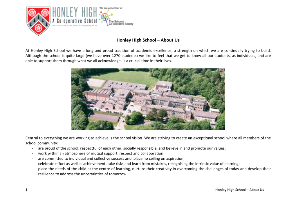 Honley High School – About Us