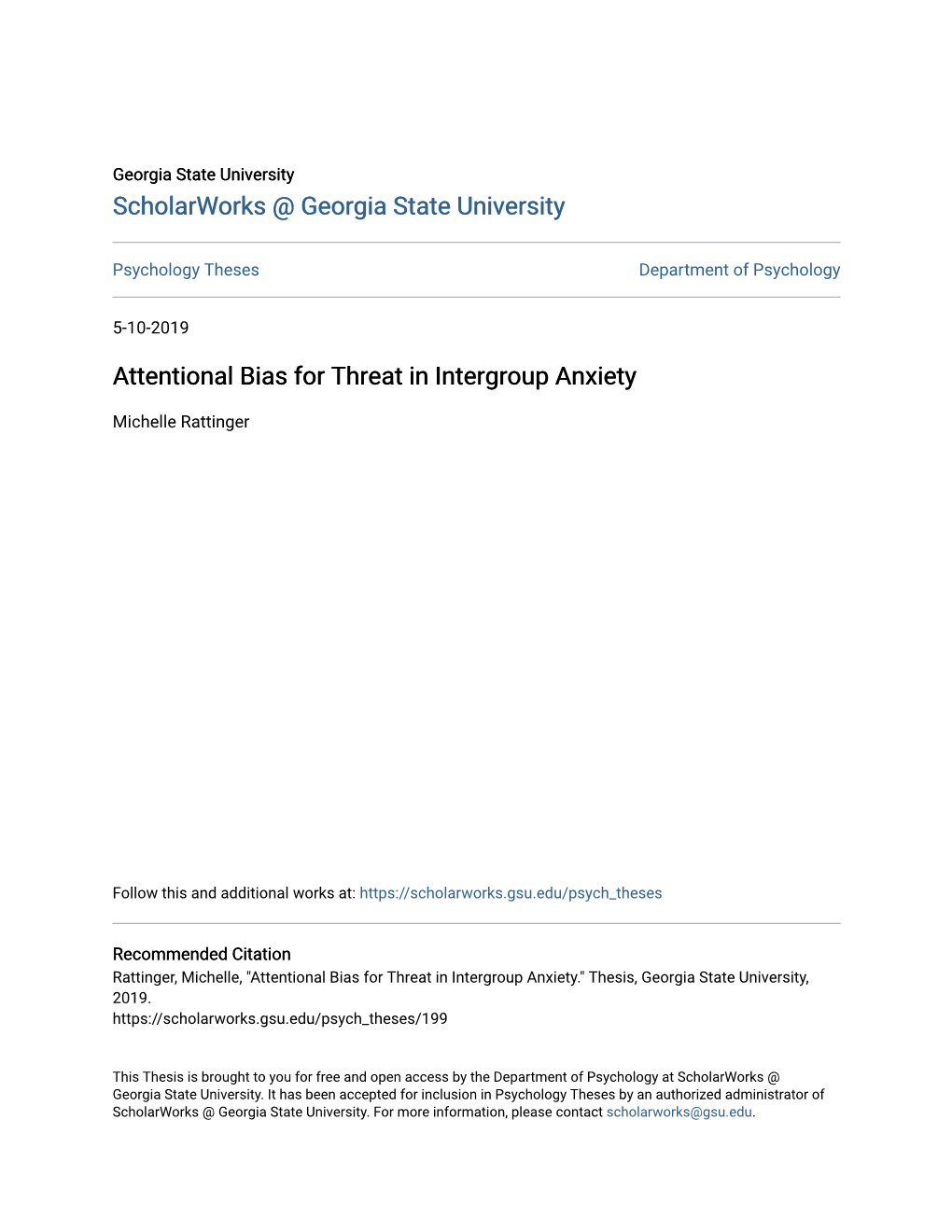 Attentional Bias for Threat in Intergroup Anxiety