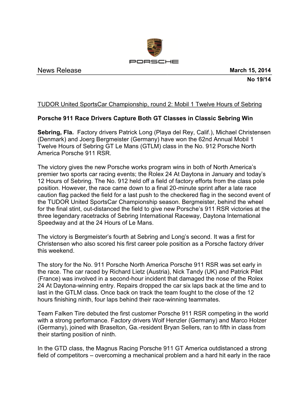 News Release March 15, 2014 No 19/14