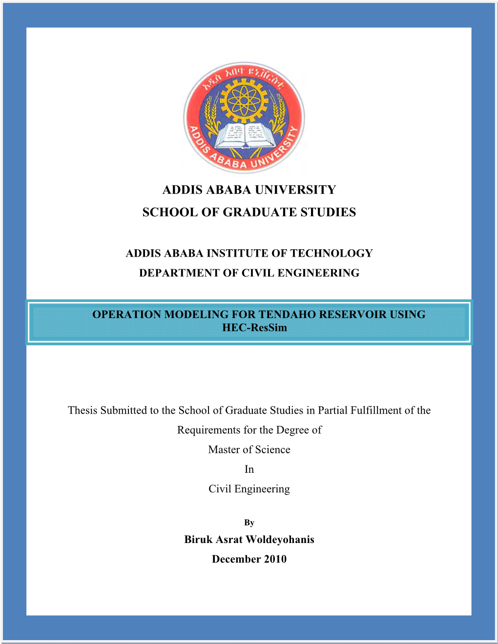 Addis Ababa University School of Graduate Studies