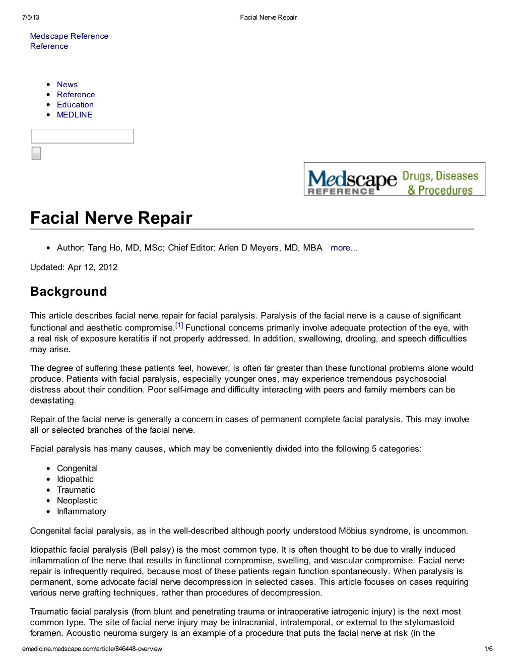 Facial Nerve Repair