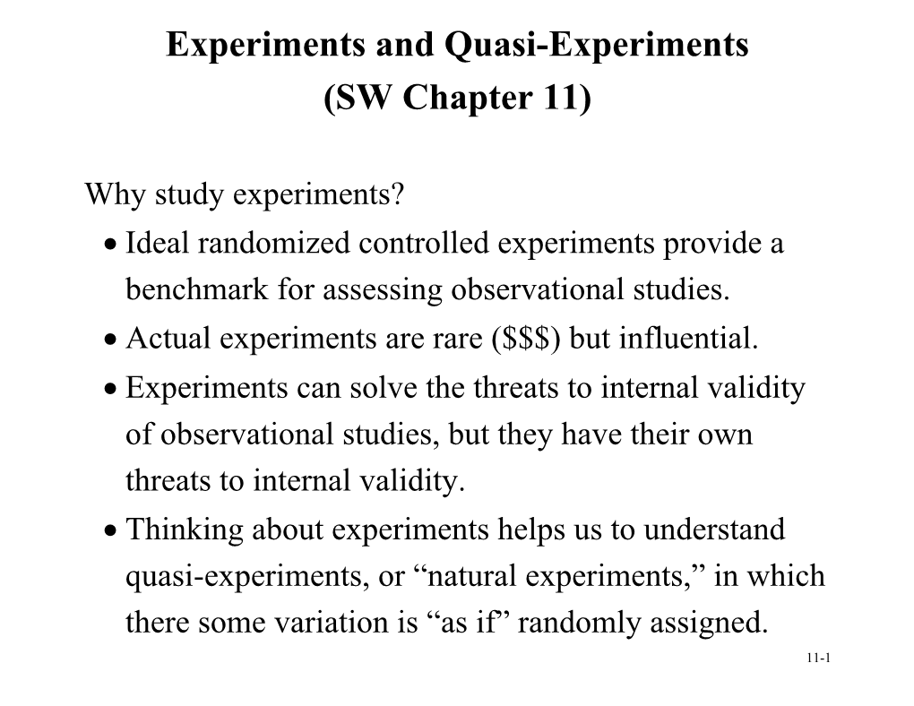 Experiments and Quasi-Experiments