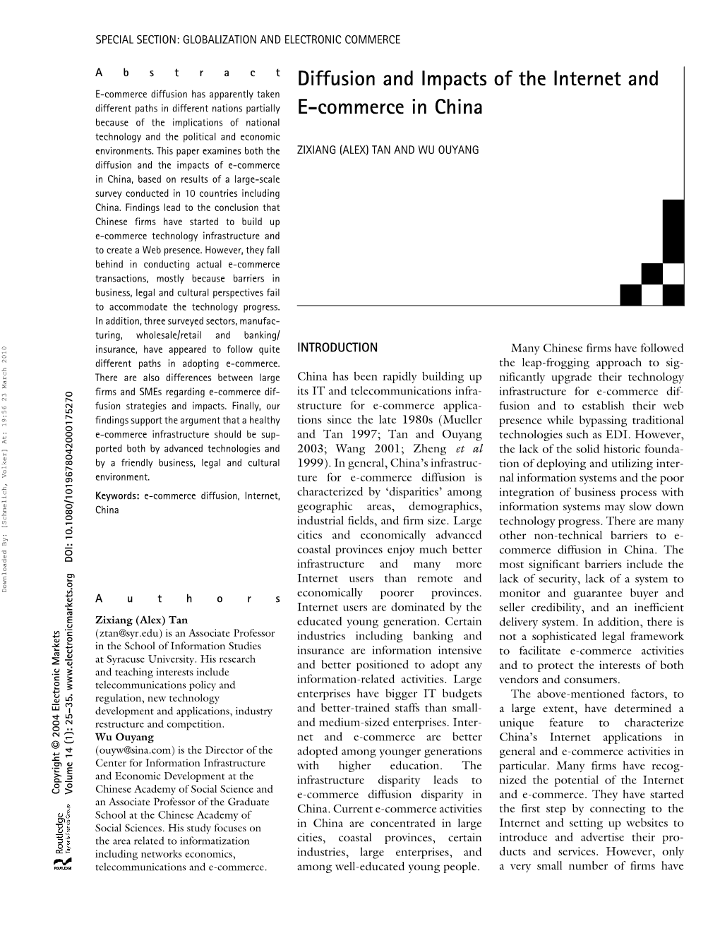 Diffusion and Impacts of the Internet and E