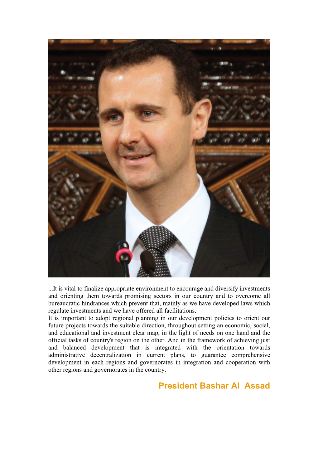 President Bashar Al Assad Preamble