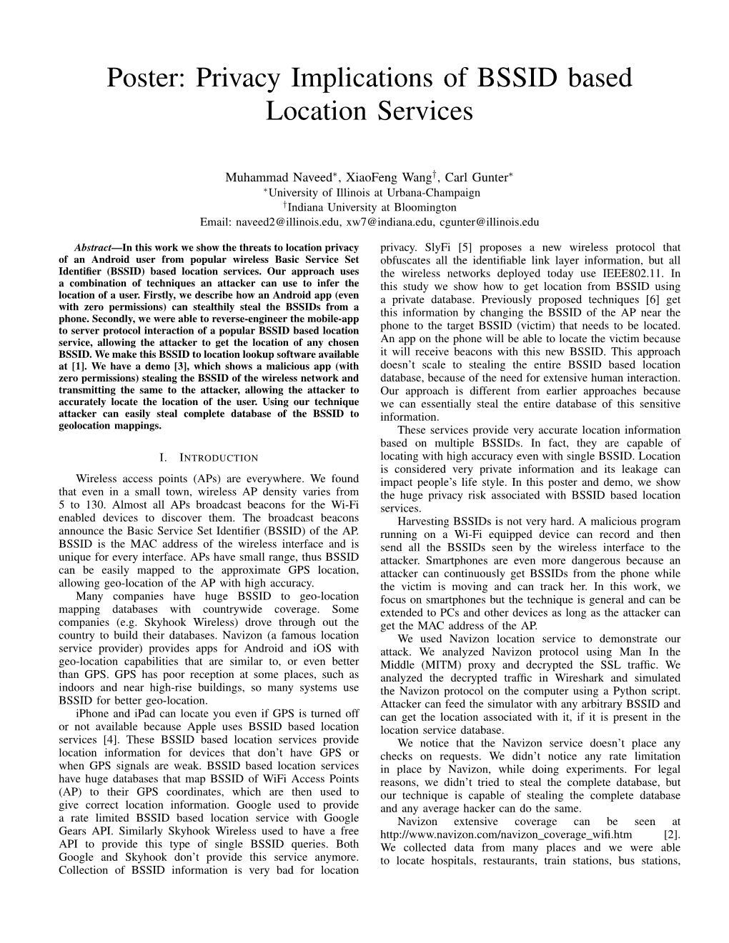 Privacy Implications of BSSID Based Location Services
