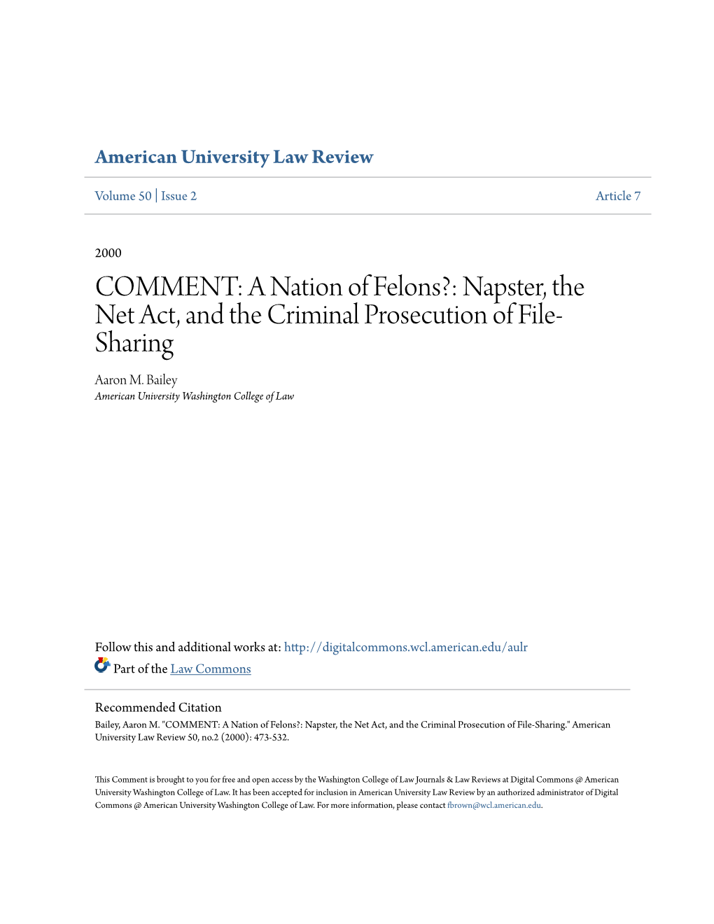 Napster, the Net Act, and the Criminal Prosecution of File-Sharing.