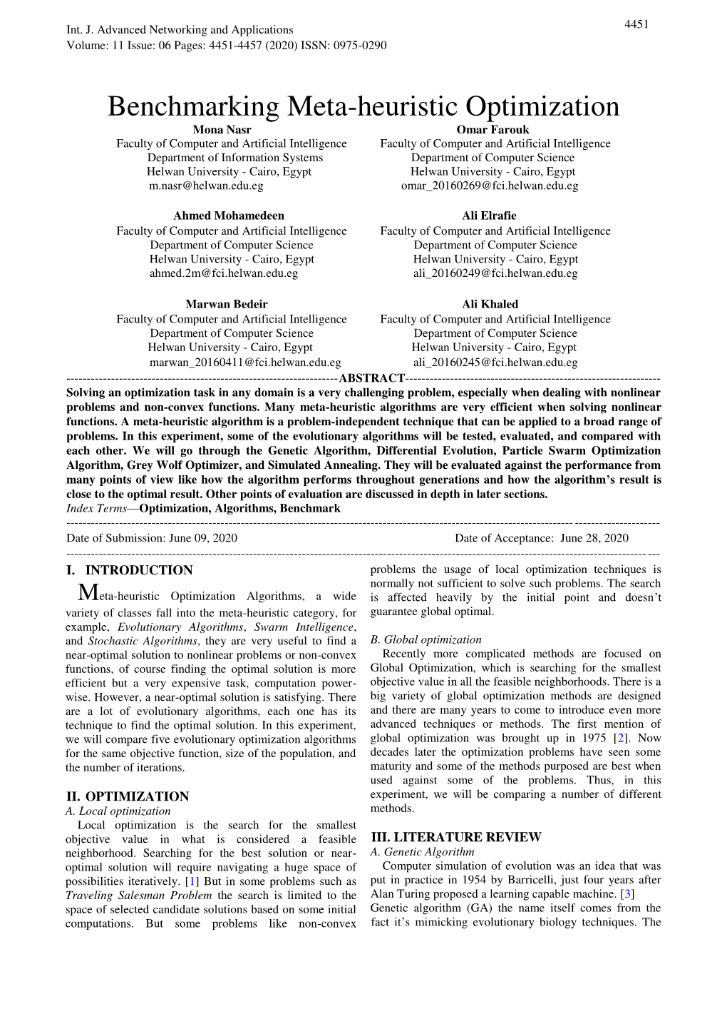 Benchmarking Meta-Heuristic Optimization