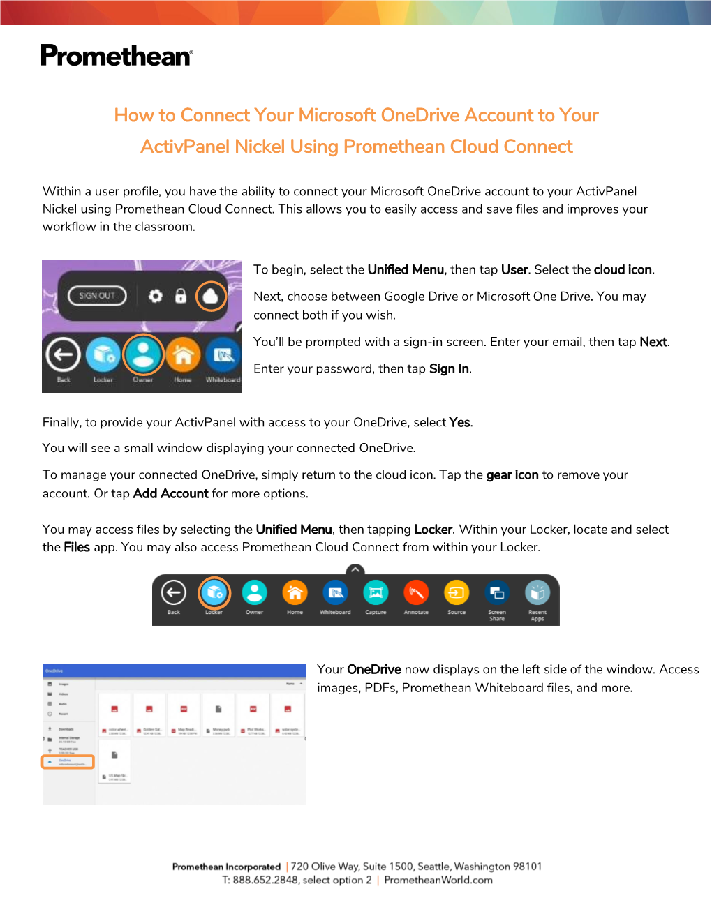 Promethean Cloud Connect with Microsoft Onedrive on Your