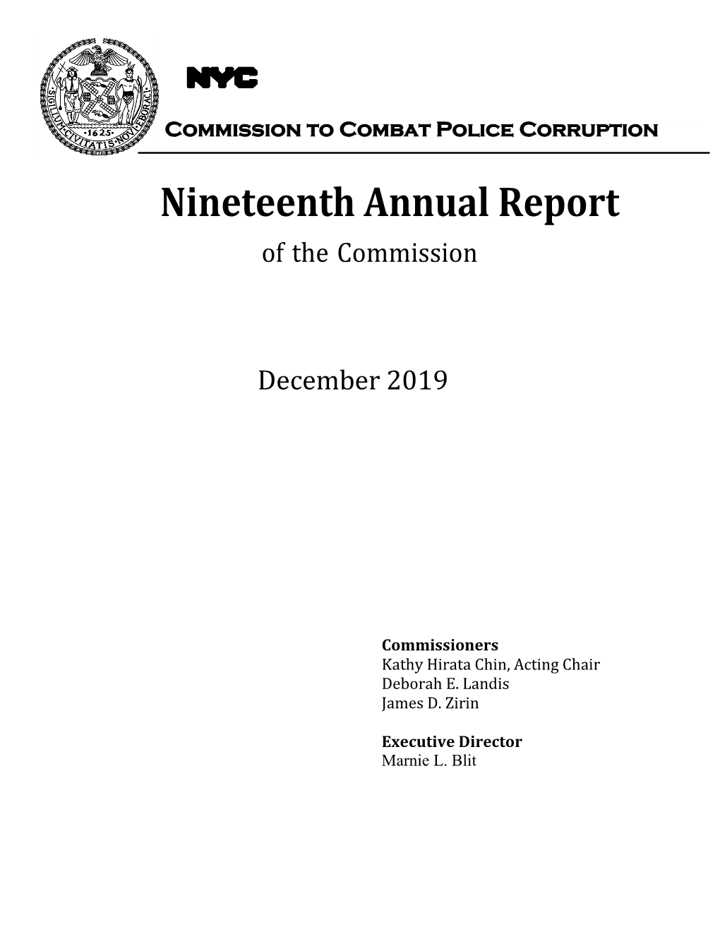 Nineteenth Annual Report of the Commission
