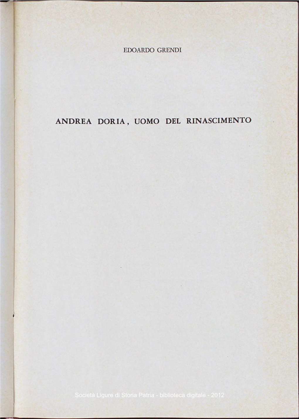 Andrea Doria, Uomo Del Rinascimento