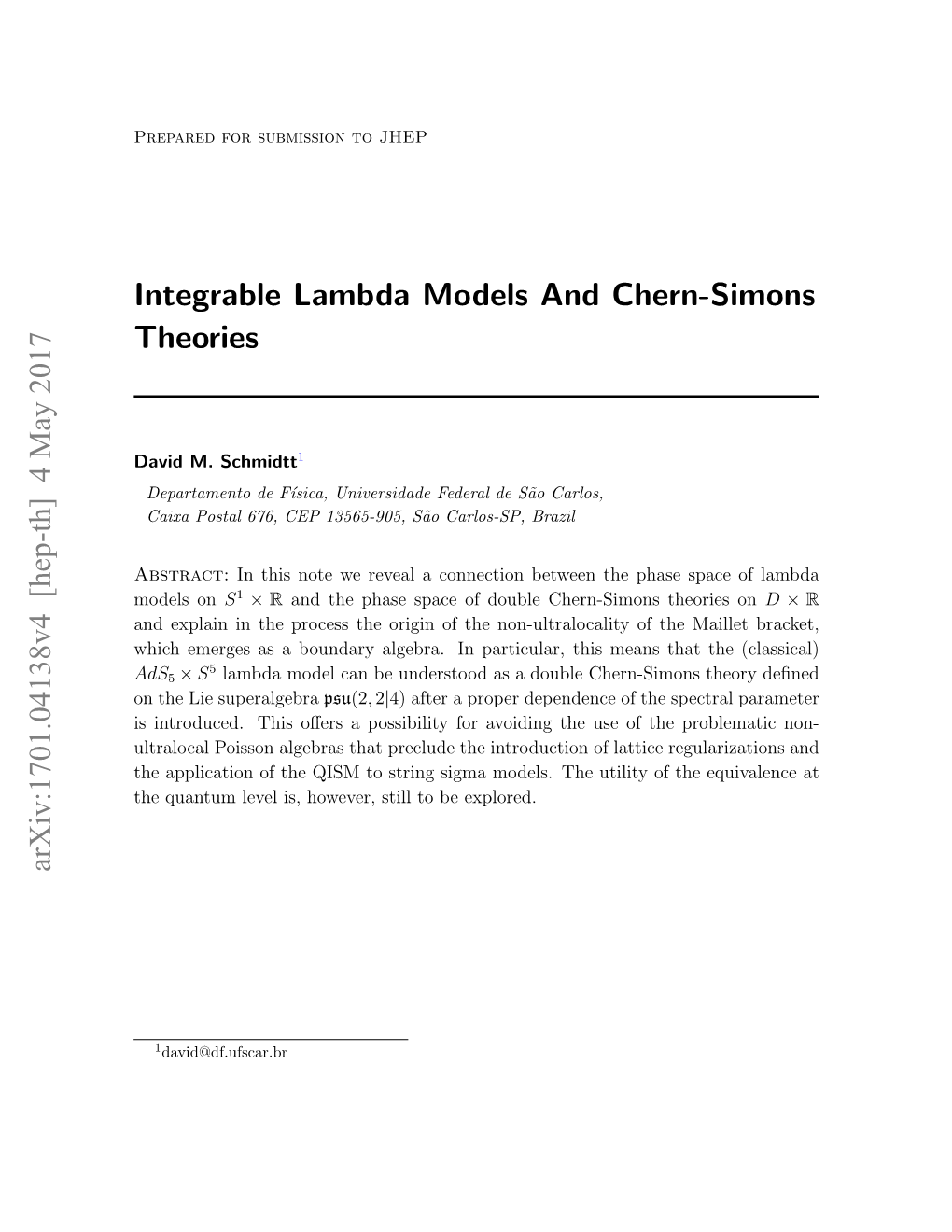 Integrable Lambda Models and Chern-Simons Theories Arxiv