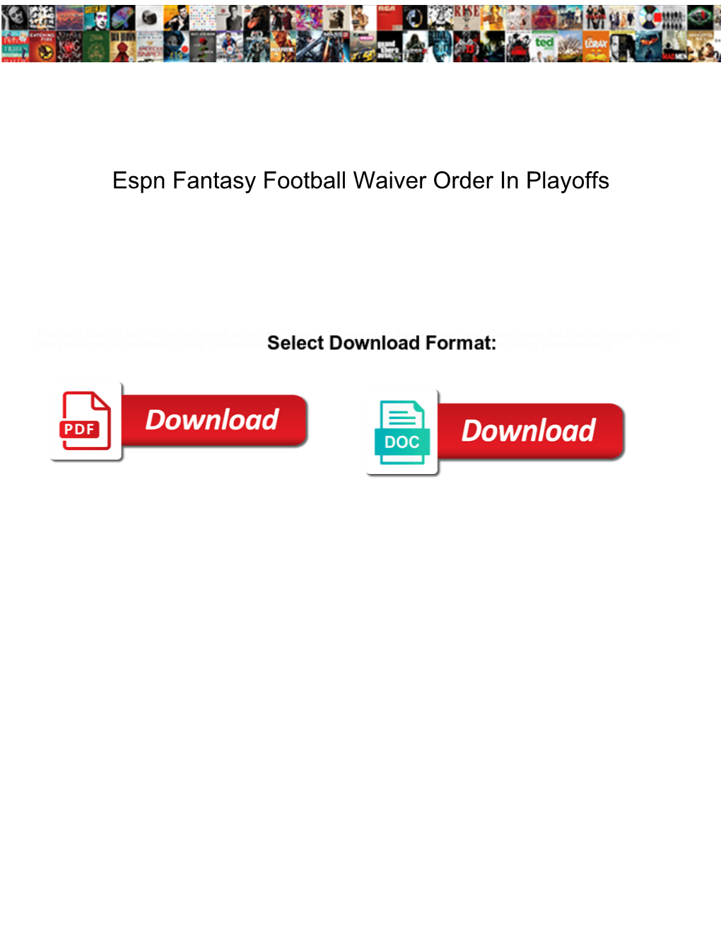 Espn Fantasy Football Waiver Order in Playoffs