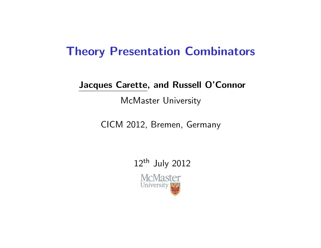 Theory Presentation Combinators